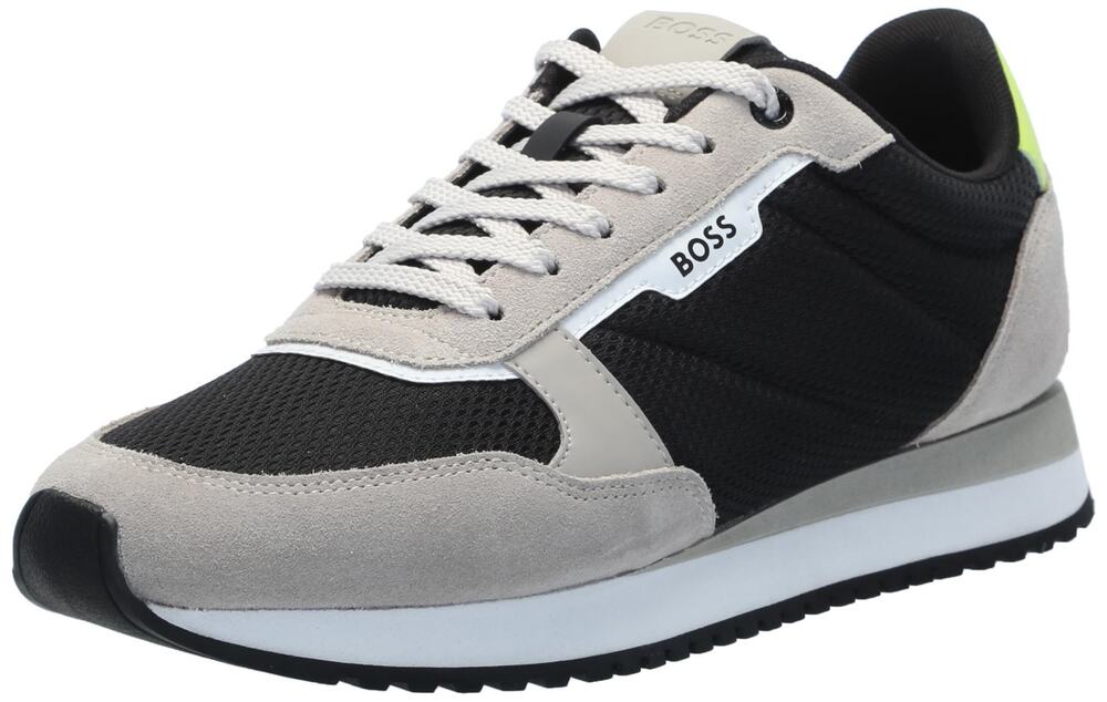 BOSS Kai Retro Style Low Profile Men's Sneaker, Black/Oat, Size 7 M